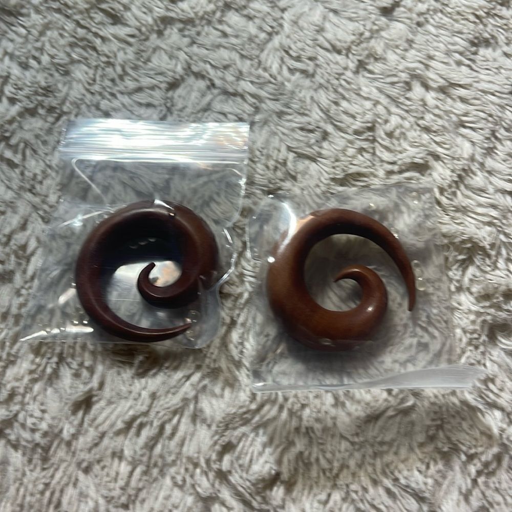 Spiral wood hand carved hangers gauged multiple sizes available